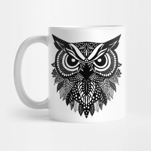 Black Ornamental Whimsical Owl Mug